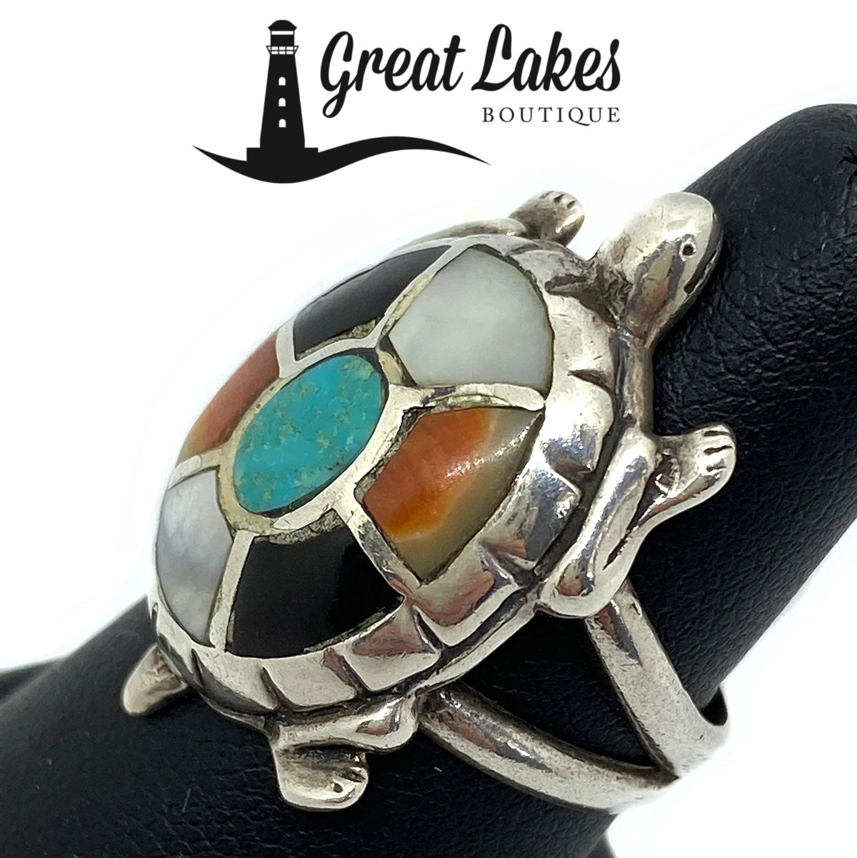 Great Lakes Boutique Native American Silver Turtle Ring