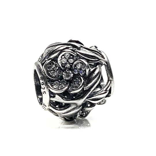 Preloved Pandora Mystic Floral Charm with Zirconia