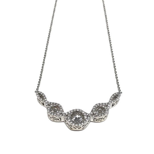 14 k White Gold Floating Diamond Necklace