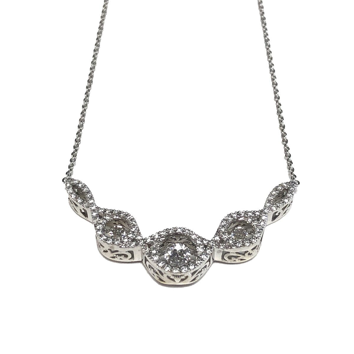Great Lakes Coin 14 k White Gold Floating Diamond Necklace