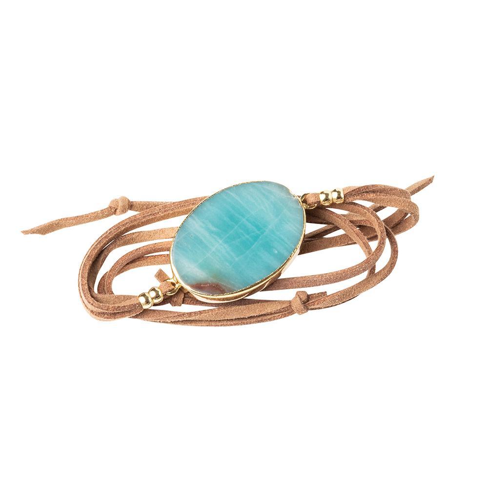 Scout Curated Wears Suede Stone Wrap - Amazonite / Gold / Stone of Courage (1764373364779)