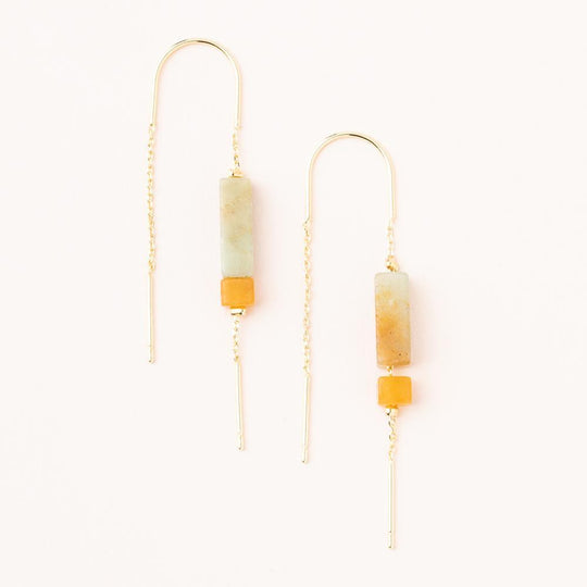 Scout Rectangle Stone Earring Amazonite / Amber / Gold