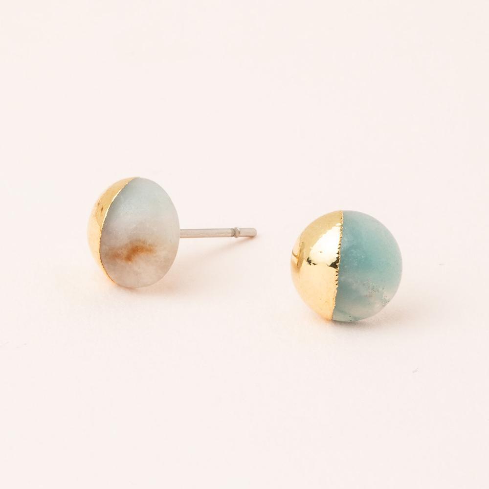 Scout Curated Wears Scout Dipped Stone Stud Amazonite / Gold (1764410851371)
