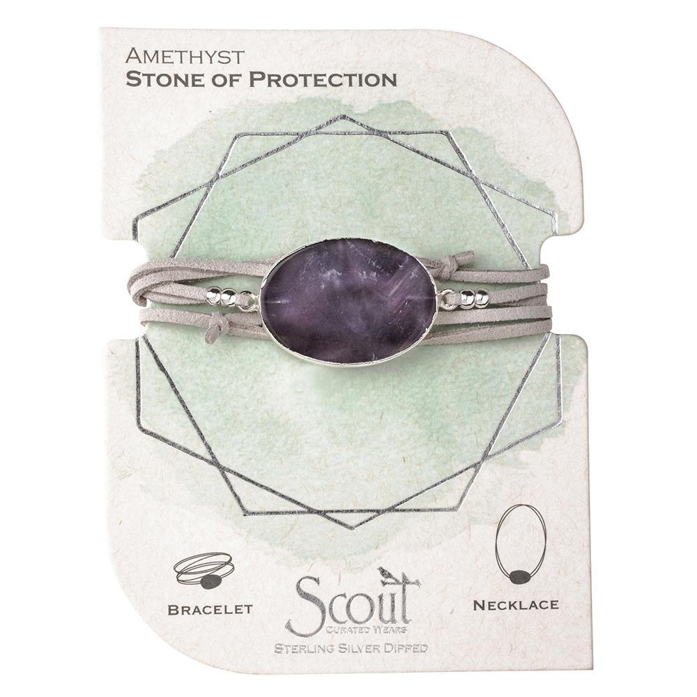 Scout Curated Wears Suede Stone Wrap - Amethyst / Silver / Stone of Protection (1764374872107)