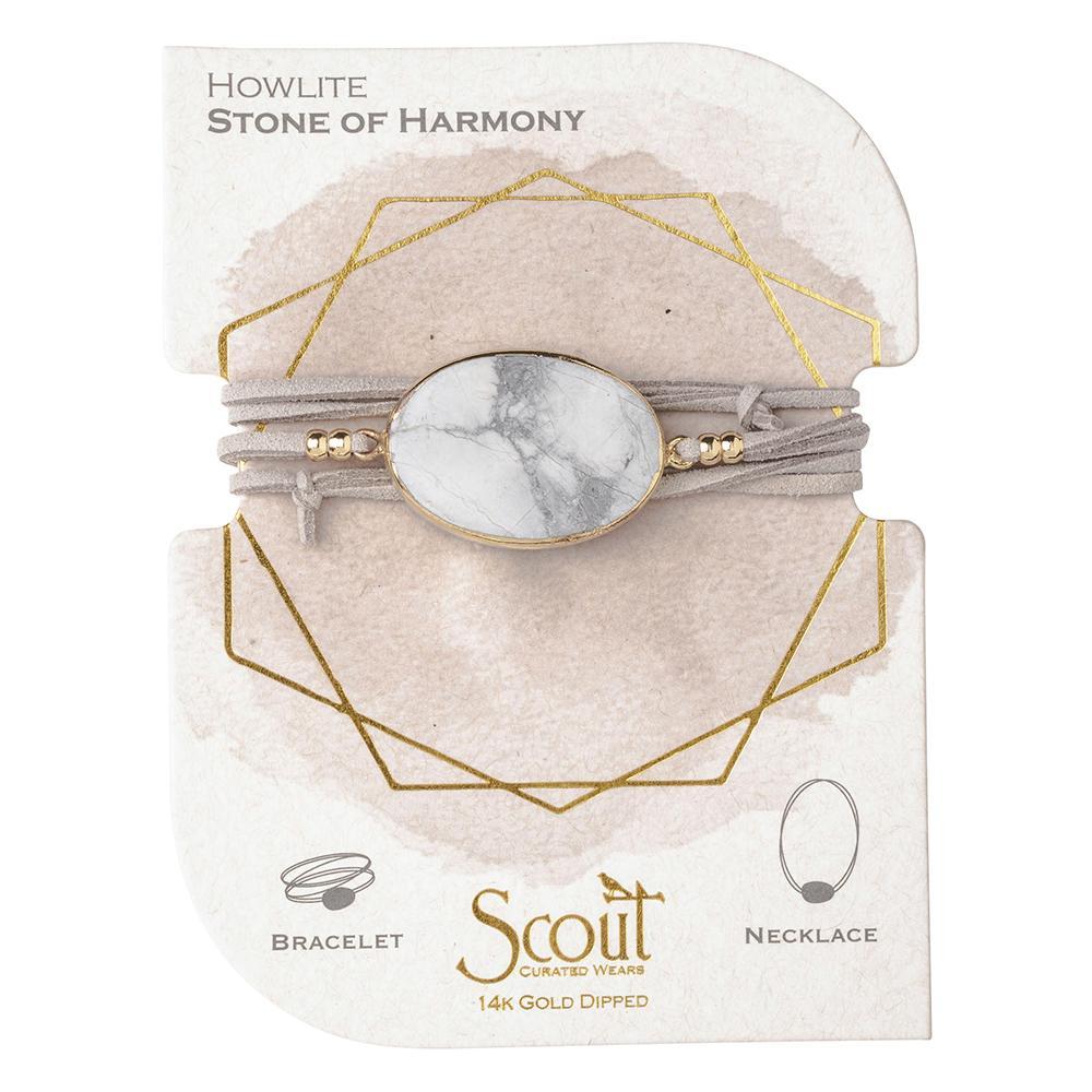 Scout Curated Wears Suede Stone Wrap - Howlite / Gold / Stone of Harmony (1764372316203)
