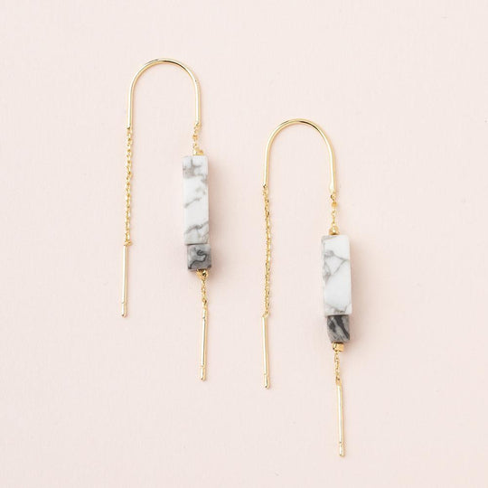 Scout Rectangle Stone Earring Howlite / Black / Gold