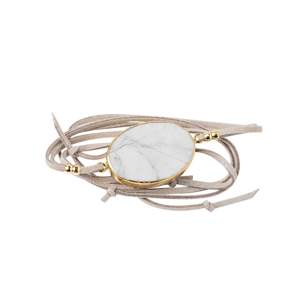 Scout Curated Wears Suede Stone Wrap - Howlite / Gold / Stone of Harmony (1764372316203)
