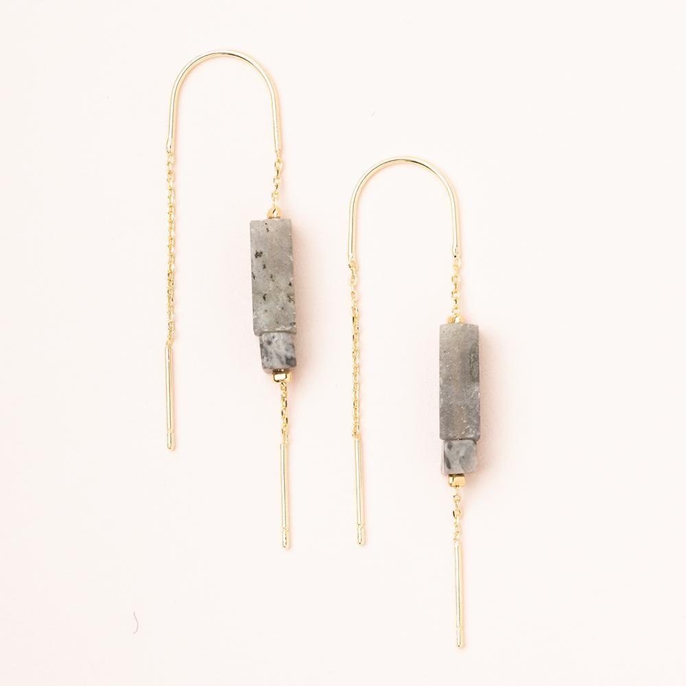 Scout Curated Wears Scout Rectangle Stone Earring Labradorite / Black / Gold (1764404199467)