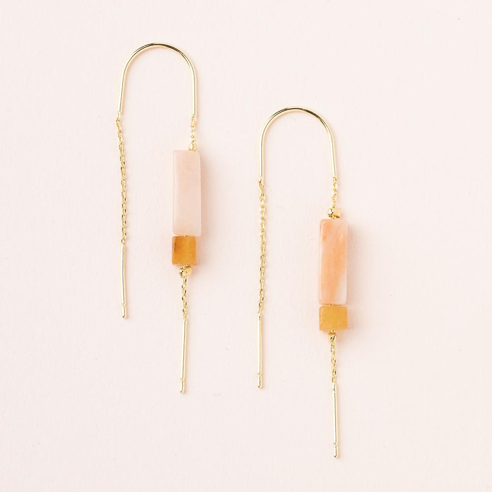 Scout Curated Wears Scout Rectangle Stone Earring Rose Quartz / Amber / Gold (1764403544107)