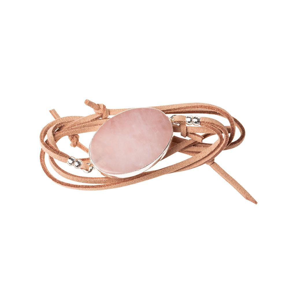 Scout Curated Wears Suede Stone Wrap Rose Quartz / Silver / Stone of the Heart (1764371890219)