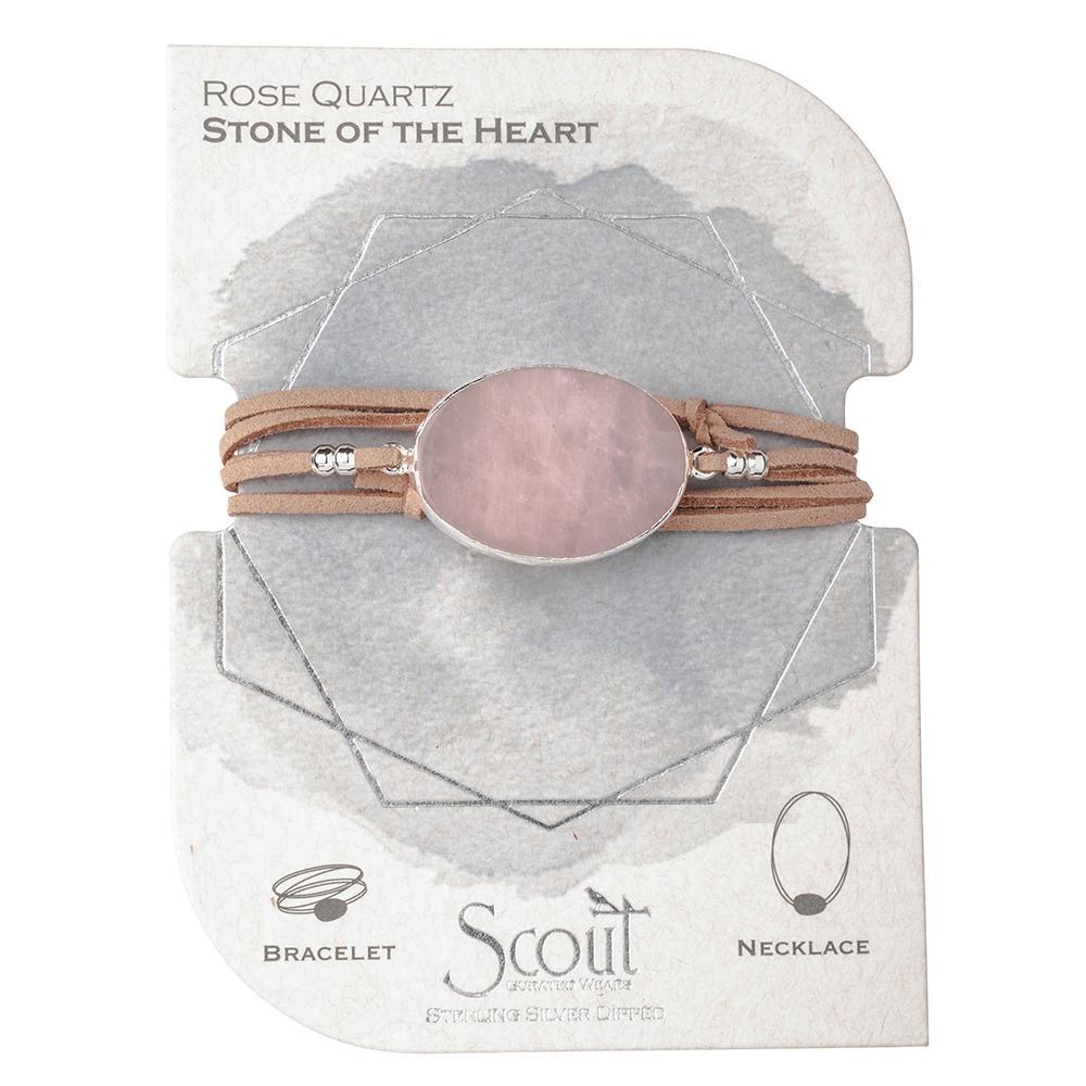 Scout Curated Wears Suede Stone Wrap Rose Quartz / Silver / Stone of the Heart (1764371890219)