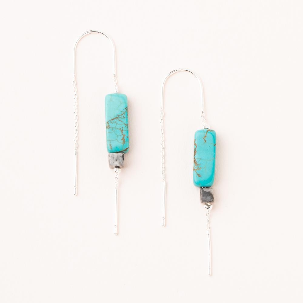 Scout Curated Wears Scout Rectangle Stone Earring Turquoise / Black / Silver (1764403216427)
