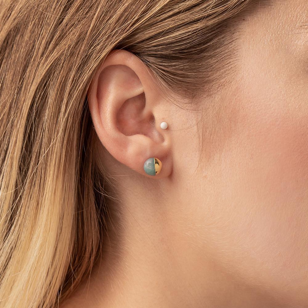 Scout Curated Wears Scout Dipped Stone Stud Amazonite / Gold (1764410851371)